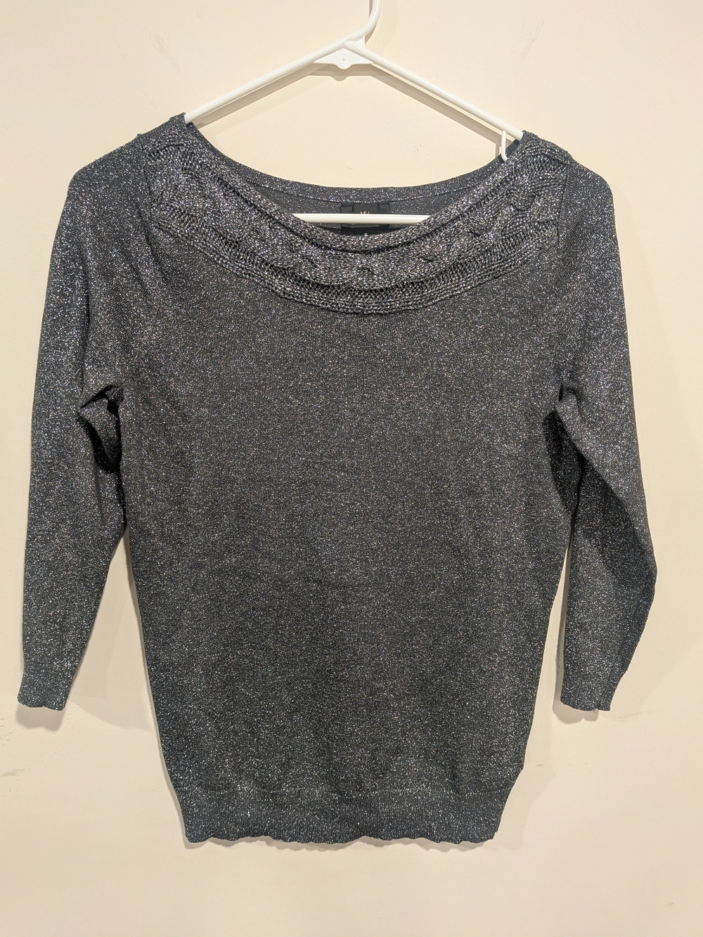 Worthington Sparkly Boatneck 3/4 Sleeve Sweater